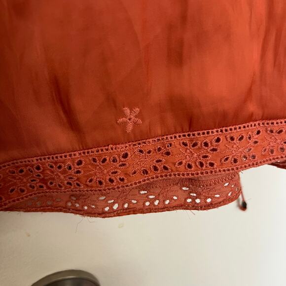 Ulla Johnson Rust Ruffle Eyelet Mini Dress, Flutter Sleeves, Boho Romantic - Picture 12 of 12